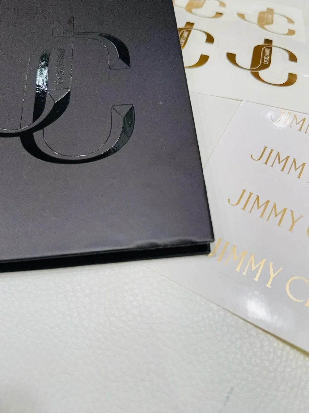 Jimmy Choo Black Notebook with Gold Logo Stickers